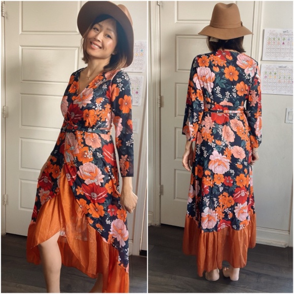 019 Ruffle hem floral print boho gypsy maxi dress - Picture 5 of 9